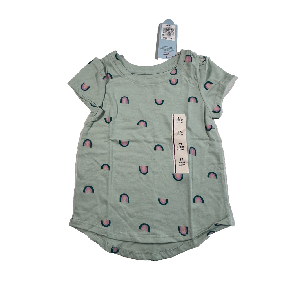 Cat & Jack Toddler Girls' Short Sleeve Rainbow T-Shirt Mint Green Size 3T
